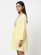 Lemon Embellished Floral Relaxed Fit Kurti