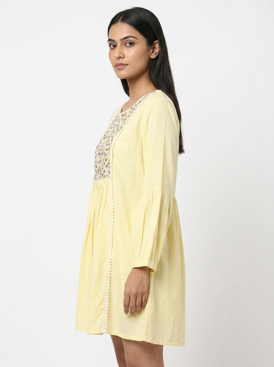 Lemon Embellished Floral Relaxed Fit Kurti