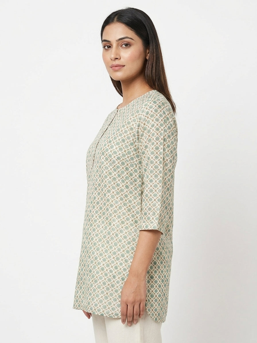 Cream Printed Kurti