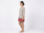 Off White Ethnic Print Cotton Kurti