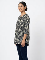 Multi-Color Abstract Print Relaxed Fit Tunic Top