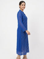 Blue Embellished Viscose Kurti