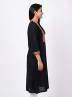 Black Ethnic Print Cotton Kurti