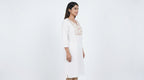 White Floral Embroidered Relaxed Fit Kurti
