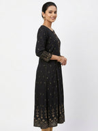 Black Embellished Rayon Kurti