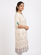 Off White Printed Cotton Kurti