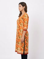 Multi-Color Abstract Print Rayon Kurti