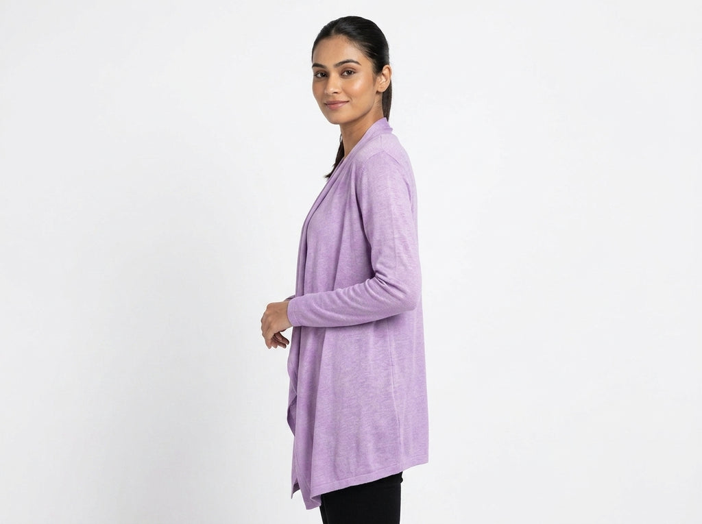 Light Purple Solid Draped Shrug