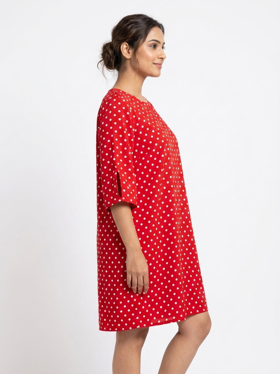 Red Polka Dot Casual Dress