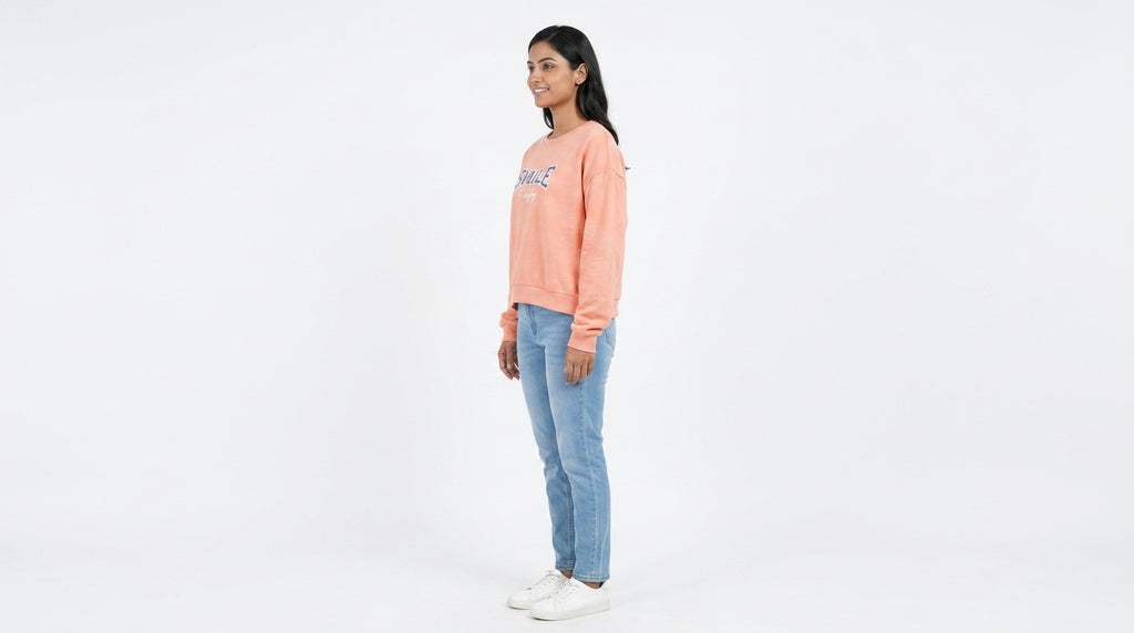 Peach Graphic Print Oversized Sweatshirt