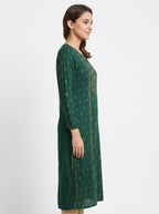 Women's Dark Green Ethnic Printed Kurti