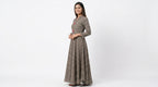 Brown Geometric Print Flared Dress