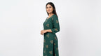 Dark Green Ethnic Print Regular Fit Kurti