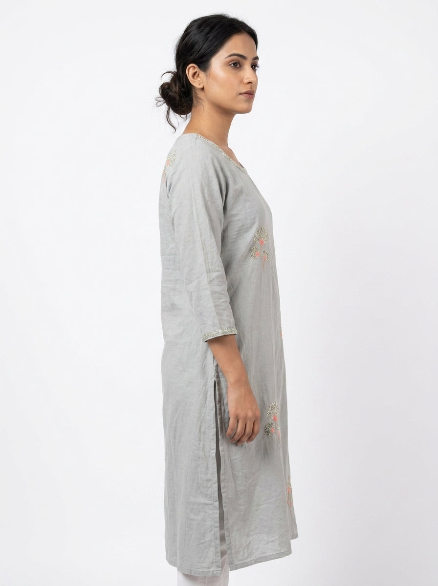 Embellished Light Grey Kurti