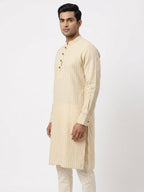 Light Beige Striped Regular Fit Kurta
