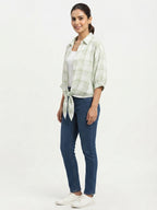 Light Green Plaid Relaxed Fit Casual Shirt