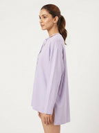 Women's Lavender Oversized Solid Casual Top