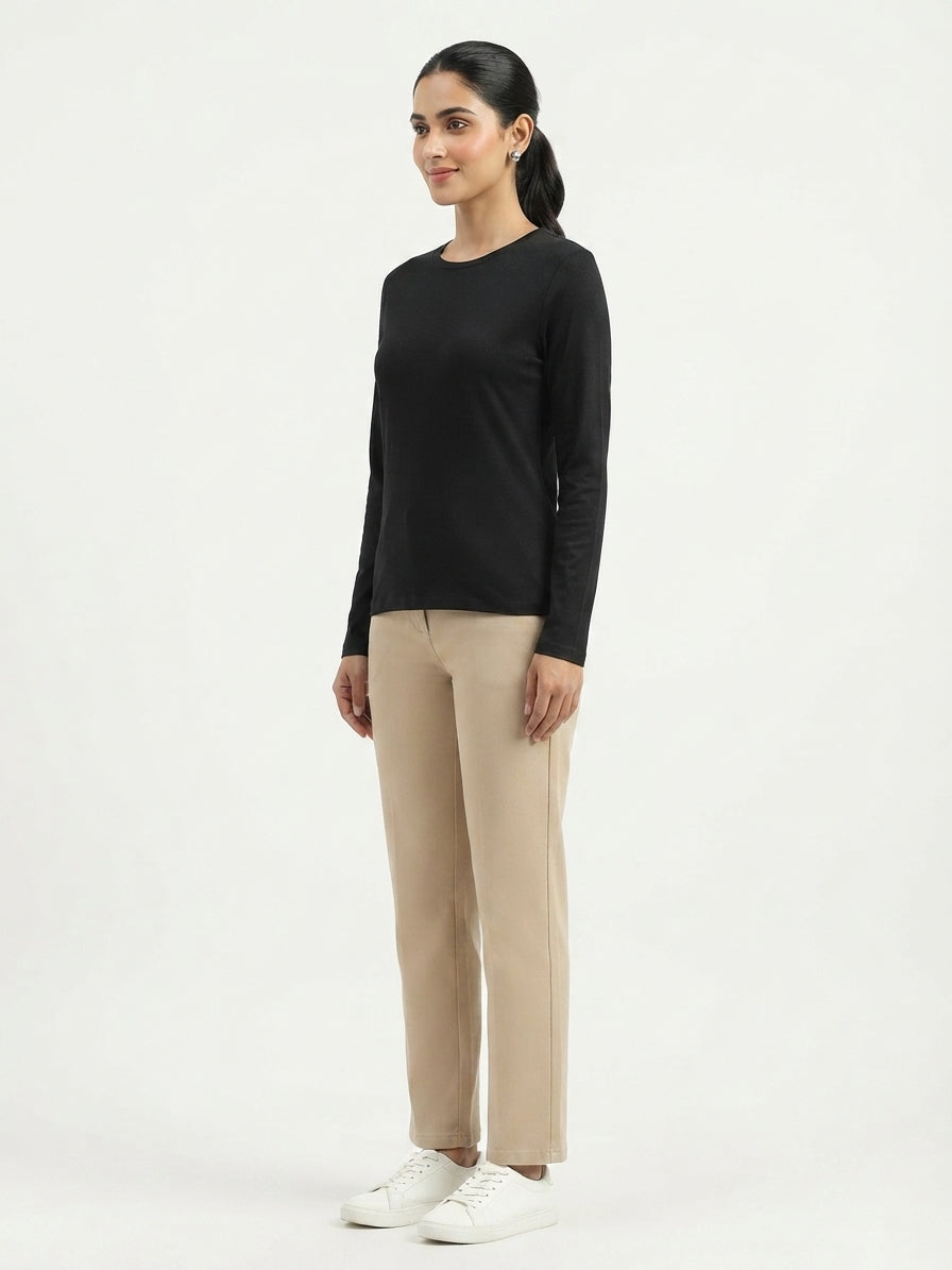 Black Solid Regular Fit Long Sleeve T-Shirt