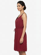 Women's Wine Solid Casual Dress