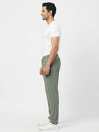 Olive Textured Relaxed Fit Casual Trousers