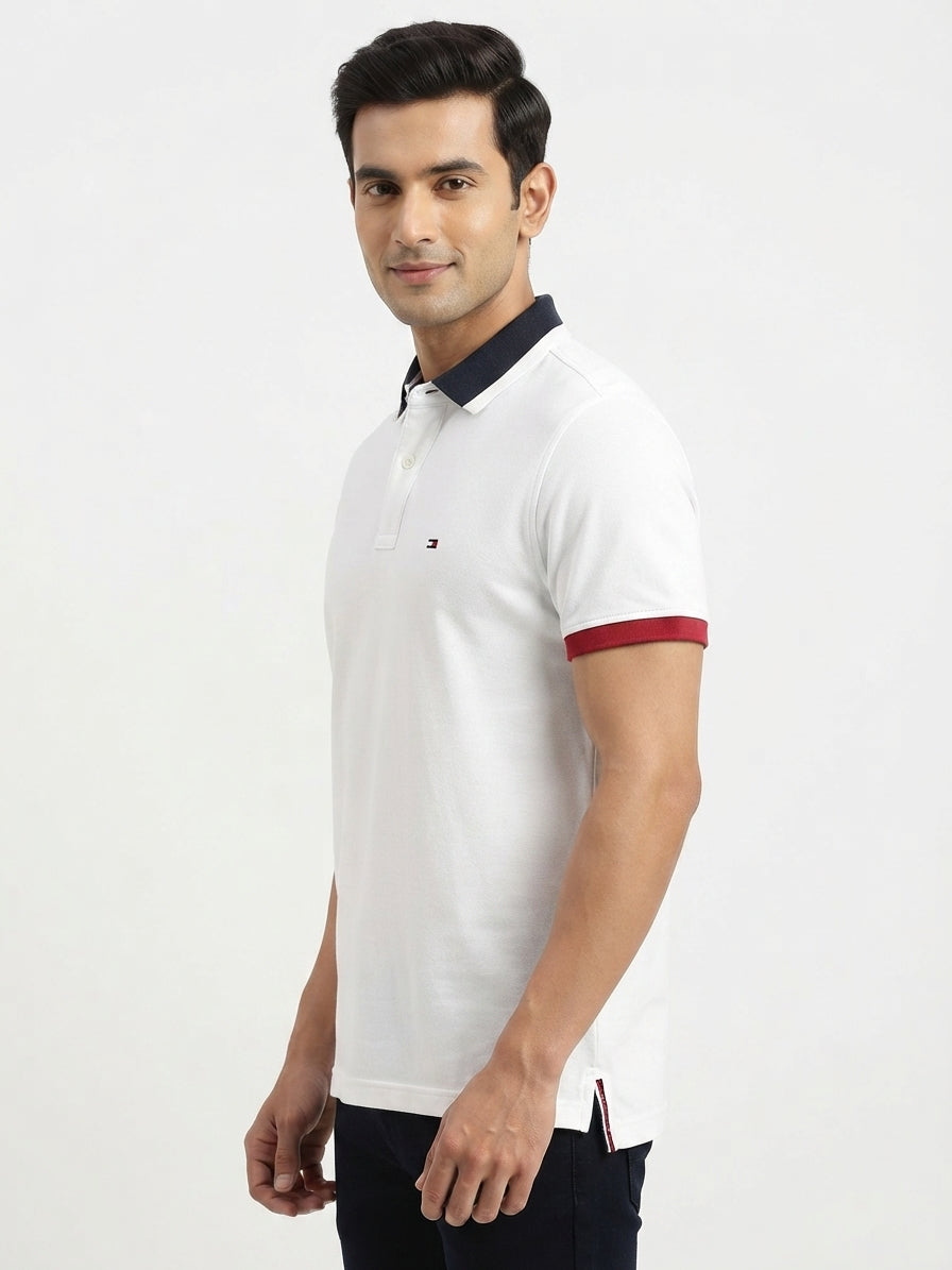 Tommy Hilfiger White Polo T-Shirt with Contrast Collar