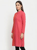 Multi-Color Ethnic Print & Striped Cotton Kurti