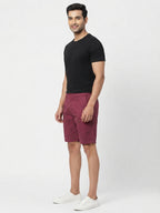 Burgundy Printed Regular Fit Shorts