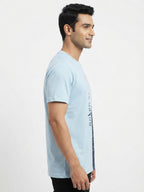 Light Blue Graphic Print Round Neck T-Shirt