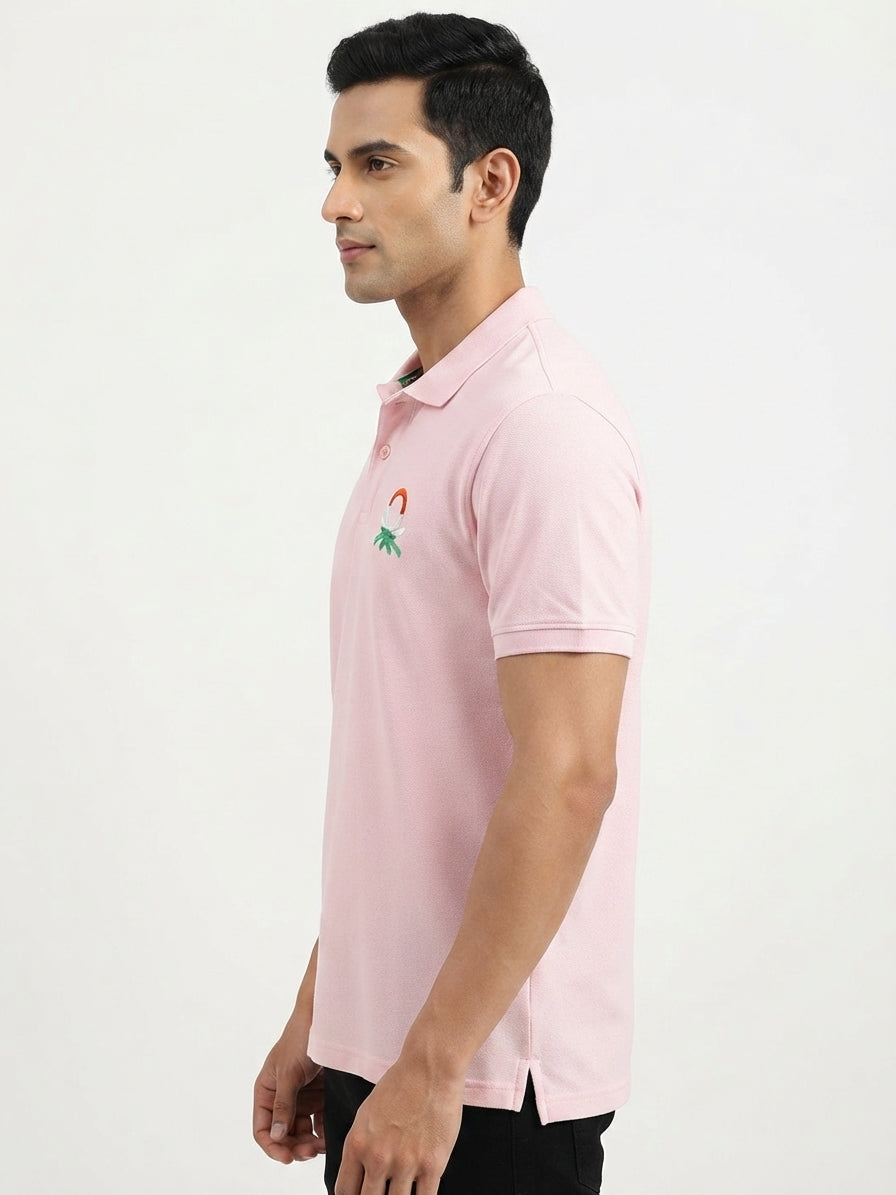 Pink Solid Regular Fit Polo T-Shirt
