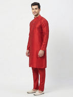 Red Solid Regular Fit Kurta Set