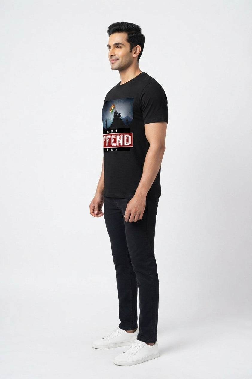 DFend - Salute to Indian Army Black Tshirt