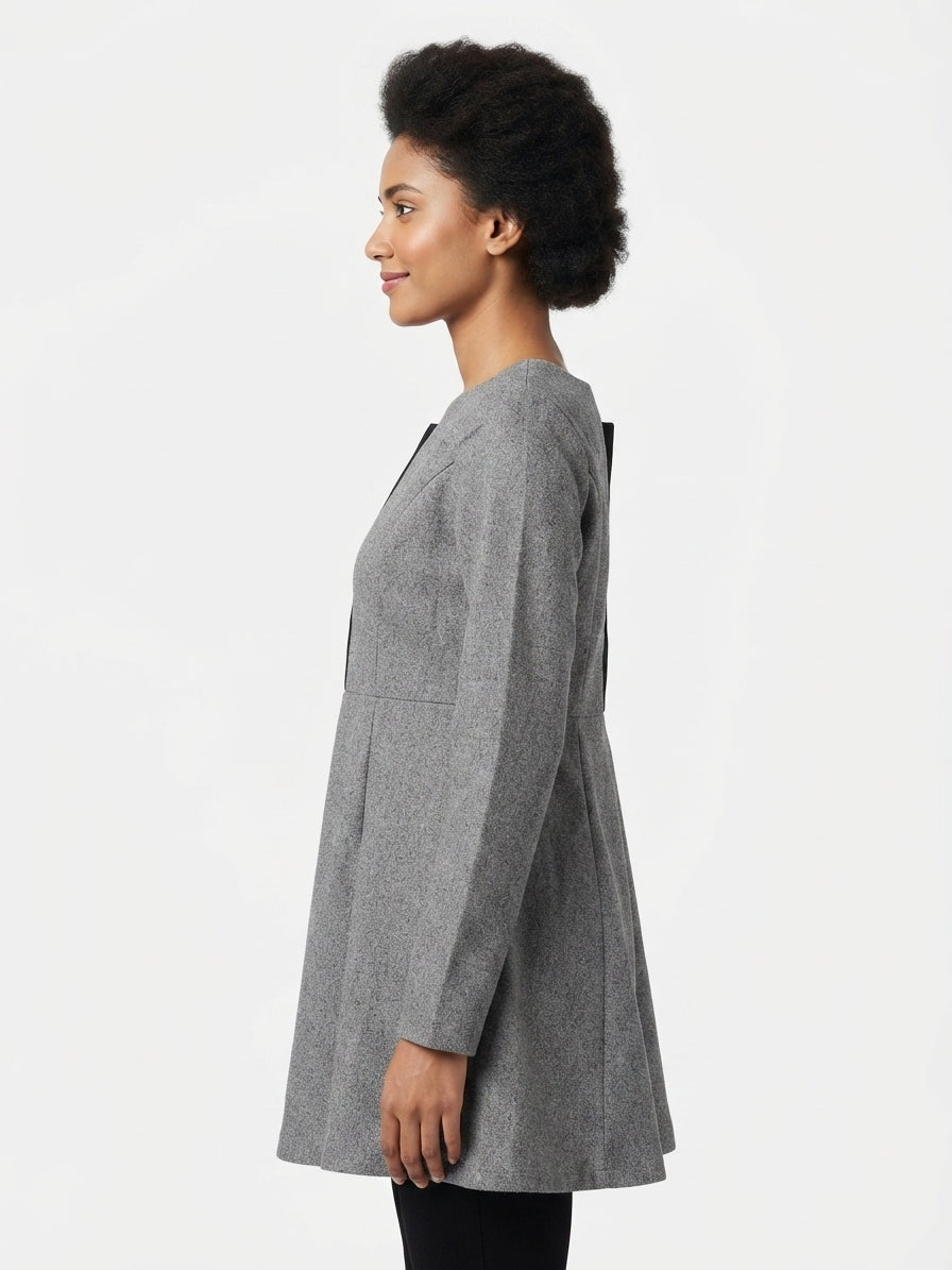 Grey Solid Long Sleeve Tunic Top