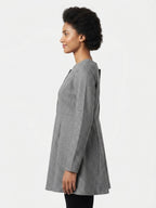 Grey Solid Long Sleeve Tunic Top