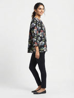 Women's Black Floral Printed Regular Fit Top