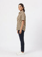 Cream Geometric Print Casual Shirt