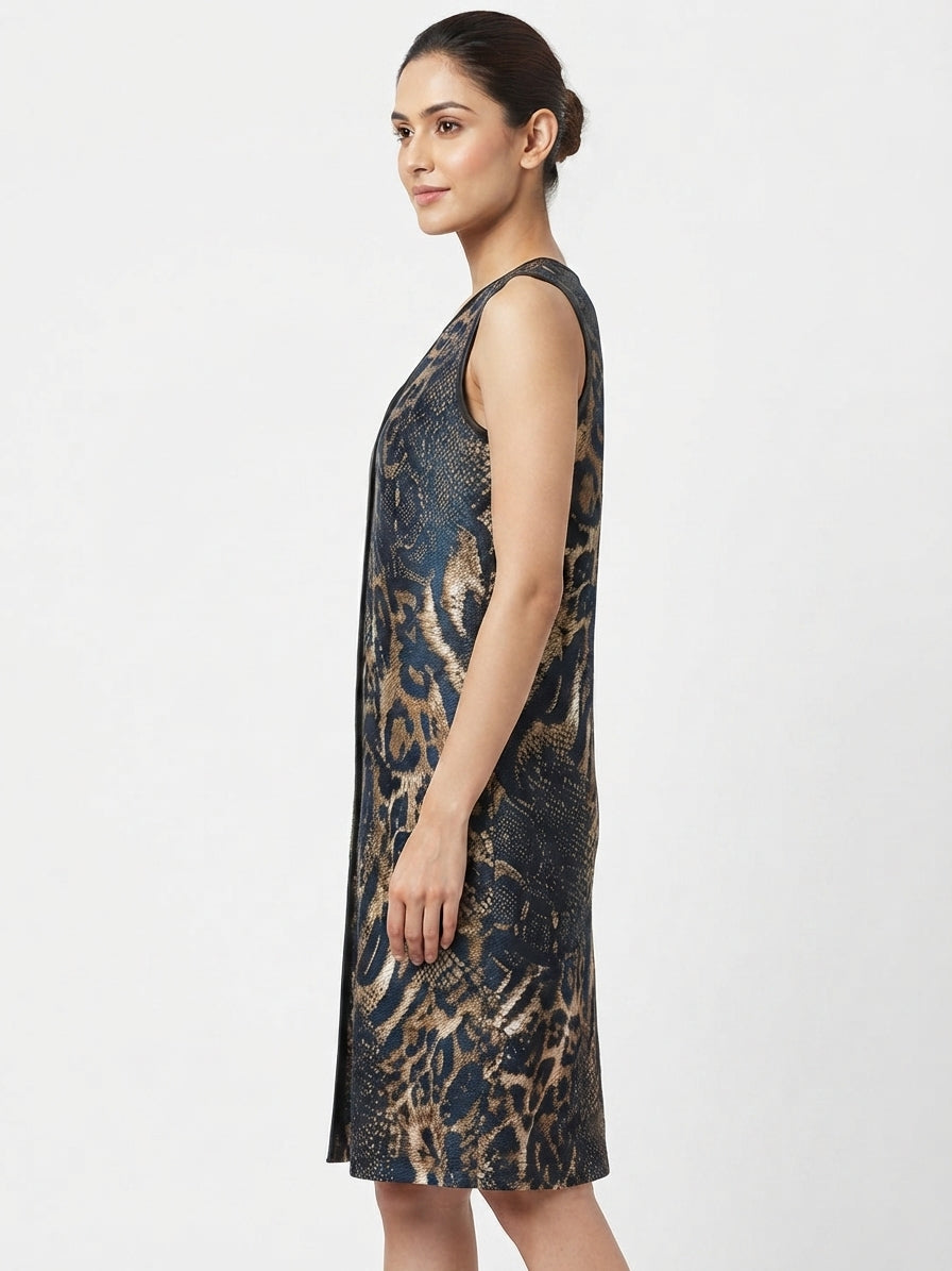 Women's Multi-Color Animal Print Sleeveless Dress