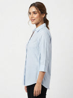 Light Blue Striped Casual Shirt