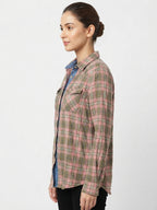 Women's Multi-Color Plaid Casual Button-Up Shirt