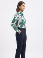 Women's Dark Green Floral Printed Casual Shirt