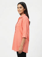 Peach Solid Relaxed Fit Tunic Top
