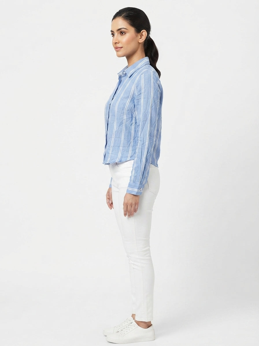 Light Blue Striped Casual Shirt
