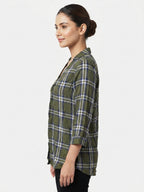 Olive Plaid Regular Fit Casual Shirt