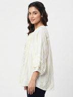 White Striped Relaxed Fit Casual Top
