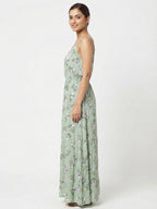 Mint Green Floral Print Spaghetti Strap Maxi Dress