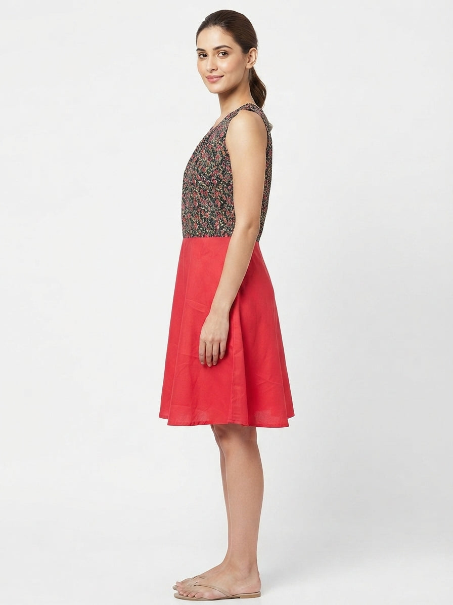 Floral Printed A-Line Casual Dress
