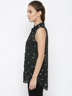 Black Printed Sleeveless Top