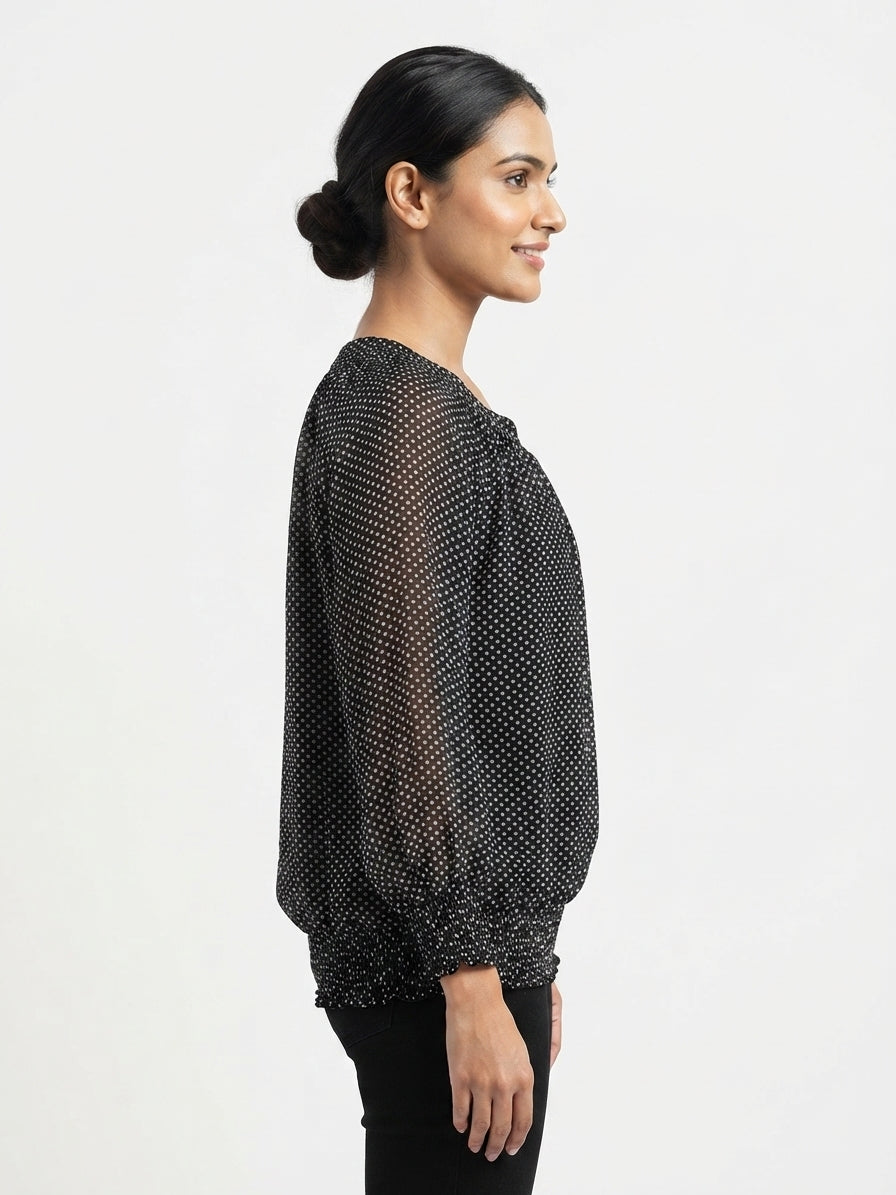 Black Polka Dot Relaxed Fit Top