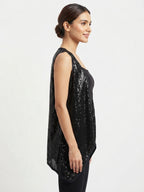 Women's Black Embellished Sleeveless Shrug