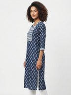Navy Printed Cotton Kurti