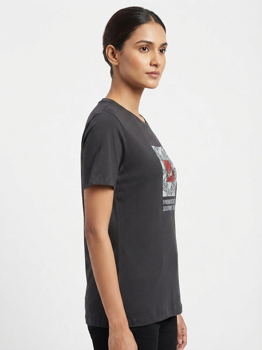 Van Heusen Charcoal Spider-Man Graphic Print T-Shirt